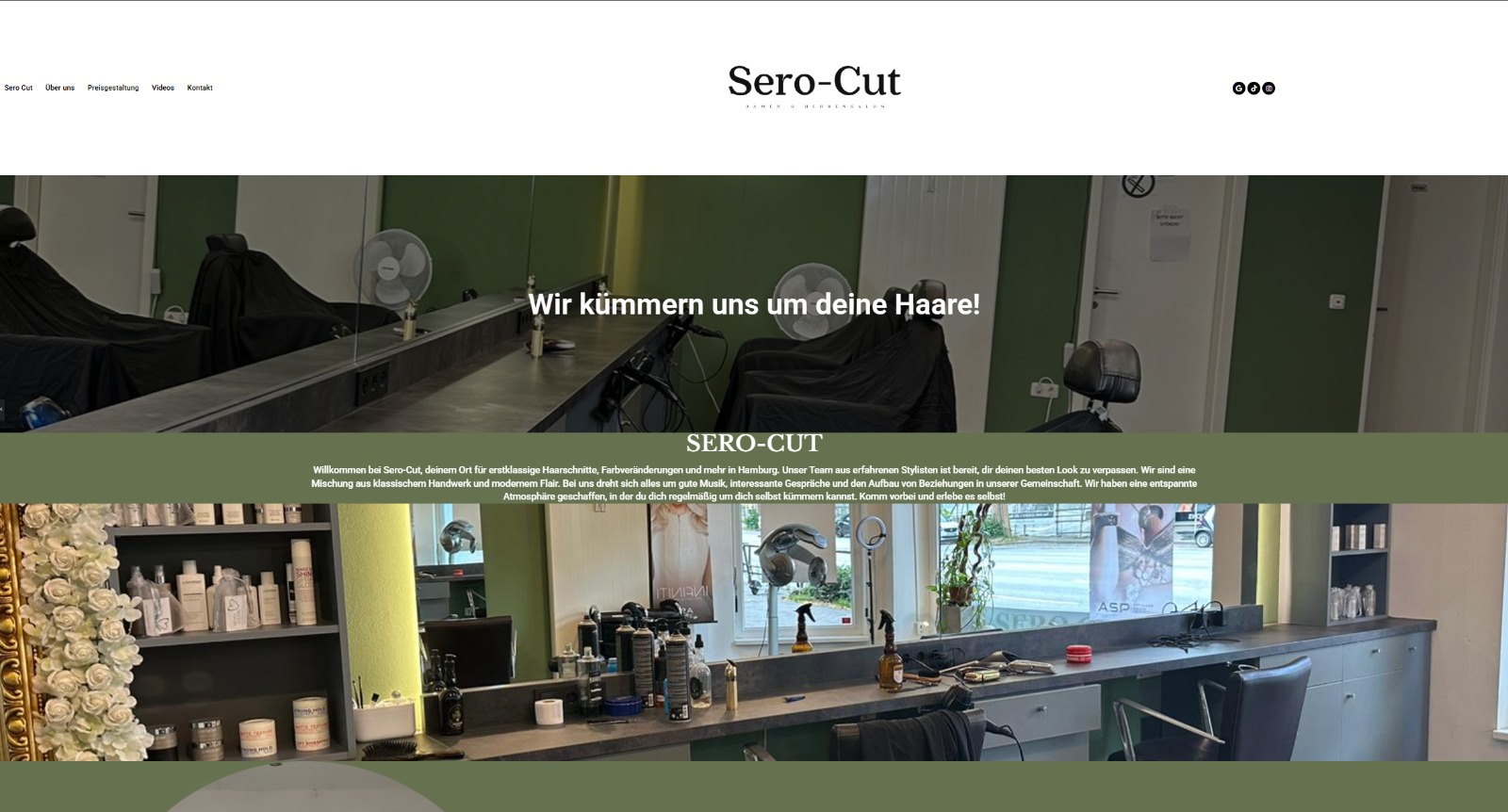 Vorher-Screenshot der alten Sero Cut Website